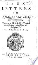 Deux Lettres ... touchant le II. et le III. volume des Réflexions philosophiques and théologiques de Mr. Arnauld