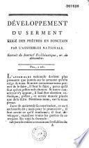 Développement du serment exigé des prêtres en fonction par l'Assemblée nationale