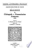 Dialogue de lórtografe e prononciacion françoese (1555)
