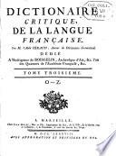 Dictionaire critique, de la langue française: O-Z