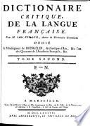 Dictionaire critique, de la langue francʹaise: E-N