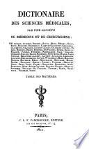 Dictionaire des sciences médicales