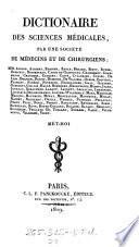 Dictionaire Des Sciences Médicales, Par Une Société De Médicins Et De Chirurgiens
