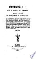 Dictionaire des sciences medicalespar une societe de medecins et de chirurgiens