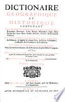 Dictionaire geographique et historique