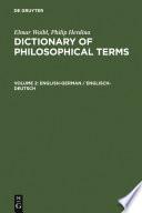 Dictionary of Philosophical Terms: Volume 2: English-German