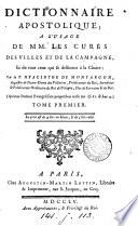 Dictionnaire apostolique. [With] Table générale