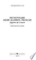 Dictionnaire arabe algérien-français, Algérie de l'ouest