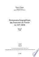 Dictionnaire biographique des financiers en France au XVIIIe siècle: L-W