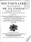 Dictionnaire critique de la langue française ...
