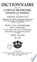 Dictionnaire De La Langue Françoise, Ancienne Et Moderne de Pierre Richelet