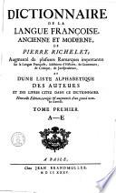 Dictionnaire de la langue françoise, ancienne et moderne de Pierre Richelet