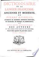 Dictionnaire de la langue françoise, ancienne et moderne