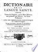 Dictionnaire de la langue sainte, ou les mots hébreux du V. Test