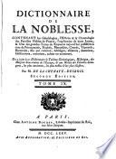 Dictionnaire de la noblesse ... de France