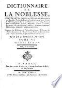 Dictionnaire de la noblesse ... de France