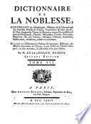 Dictionnaire De La Noblesse