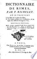 Dictionnaire de rimes par P. Richelet