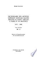Dictionnaire des artistes exposant dans les salons des XVII et XVIIIe siècle à Paris et en province, 1673-1800