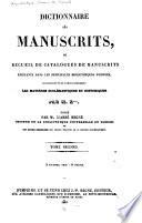 Dictionnaire des manuscrits