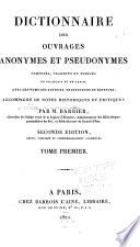 Dictionnaire des ouvrages anonymes et pseudonymes