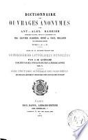 Dictionnaire des ouvrages anonymes
