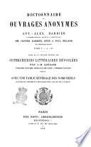 Dictionnaire des ouvrages anonymes par Ant. Alex. Barbier