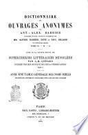 Dictionnaire des ouvrages anonymes par Ant. Alex. Barbier