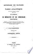 Dictionnaire des praticiens: table analytique du Journal de médecins et de chirurgie pratiques