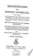 Dictionnaire des sciences naturelles, dans lequel on traite méthodiquement des différens êtres de la nature ...