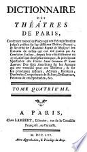 Dictionnaire des theatres de Paris ...