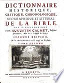 Dictionnaire historique, critique, chronologique, géographique et littéral de la Bible