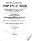 Dictionnaire historique de l'ancien langage françois ou glossaire de la langue françoise depuis son origine jusqu'au siècle de Louis XIV