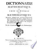 Dictionnaire mathematique, ou idee generale des mathematiques