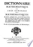 Dictionnaire mathematique ou idée generale des mathematiques