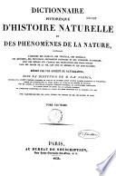 Dictionnaire pittoresque d'histoire naturelle et des phénomènes de la nature