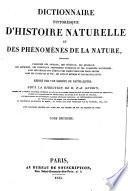 Dictionnaire pittoresque d'histoire naturelle et des phénomènes de la nature