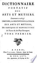 Dictionnaire Portatif Des Arts Et Métiers