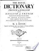 Dictionnaire Royal, Français-Anglois Et Anglois-François