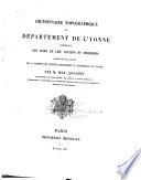 Dictionnaire topographique du département de l'Yonne