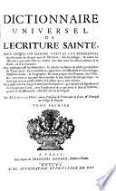 Dictionnaire universel de l'Eriture sainte (etc.)