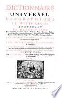 Dictionnaire Universel, Geographique Et Historique ...