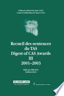 Digest of CAS Awards, 2000-2003