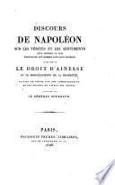 Discours de Napoleon sur les verites et les sentiments ...