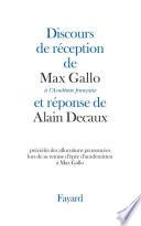 Discours de réception à l'Académie française