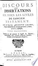 Discours et dissertations sur tous les livres de l'Ancien Testament