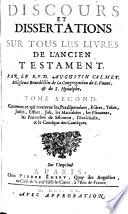 Discours Et Dissertations Sur Tous Les Livres De L'Ancien Testament