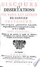 Discours Et Dissertations Sur Tous Les Livres De L'Ancien Testament