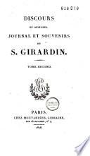 Discours et opinions, journal et souvenirs de S. Girardin