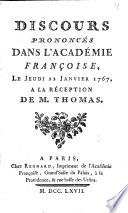 Discours prononcé dans l'Academie françoise